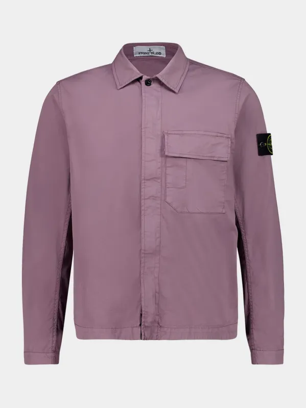 Purple Grey Stretch Organic Cotton Twill Overshirt sold by Fashion Clinic