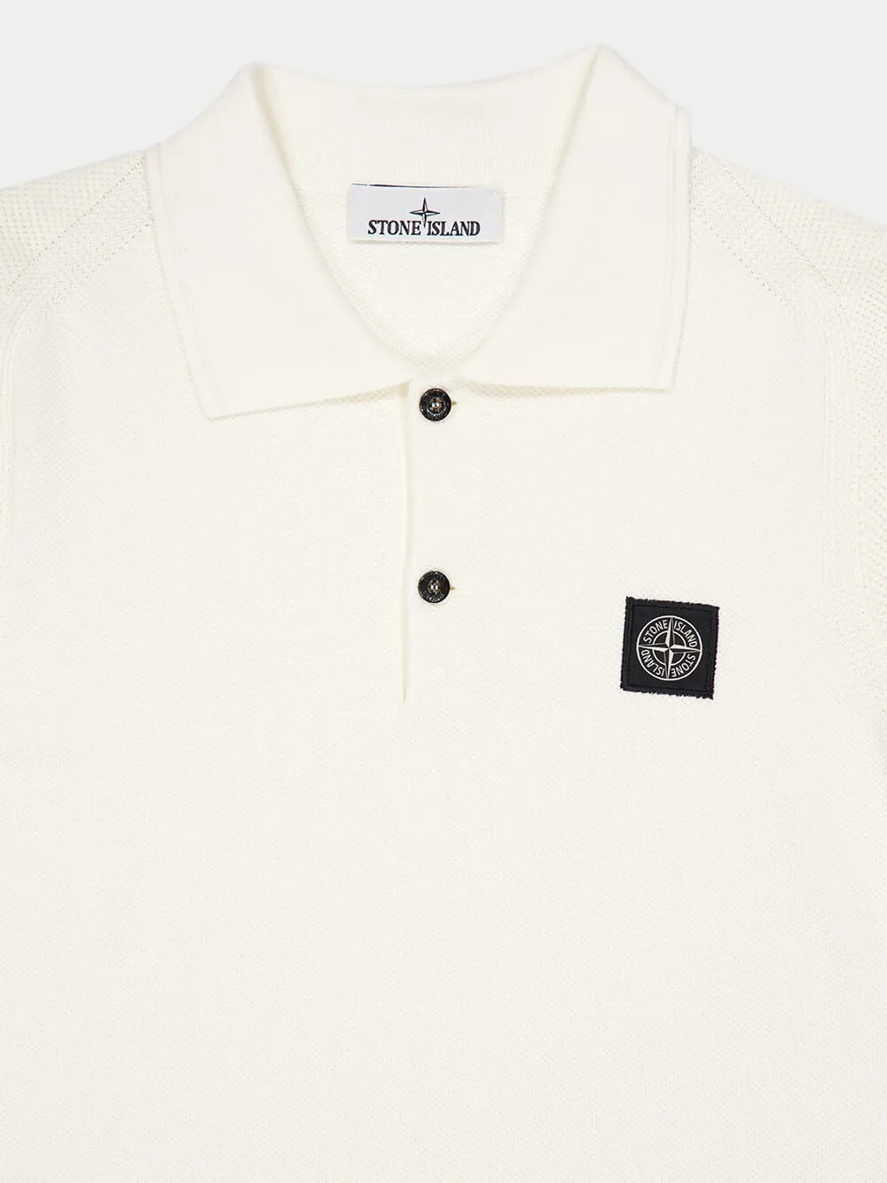 Ivory Micro Stitch Soft Organic Cotton Polo sold by Fashion Clinic product image thumbnail 3
