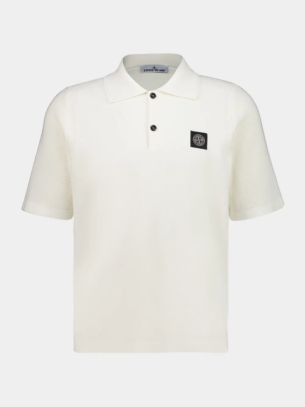 Ivory Micro Stitch Soft Organic Cotton Polo sold by Fashion Clinic
