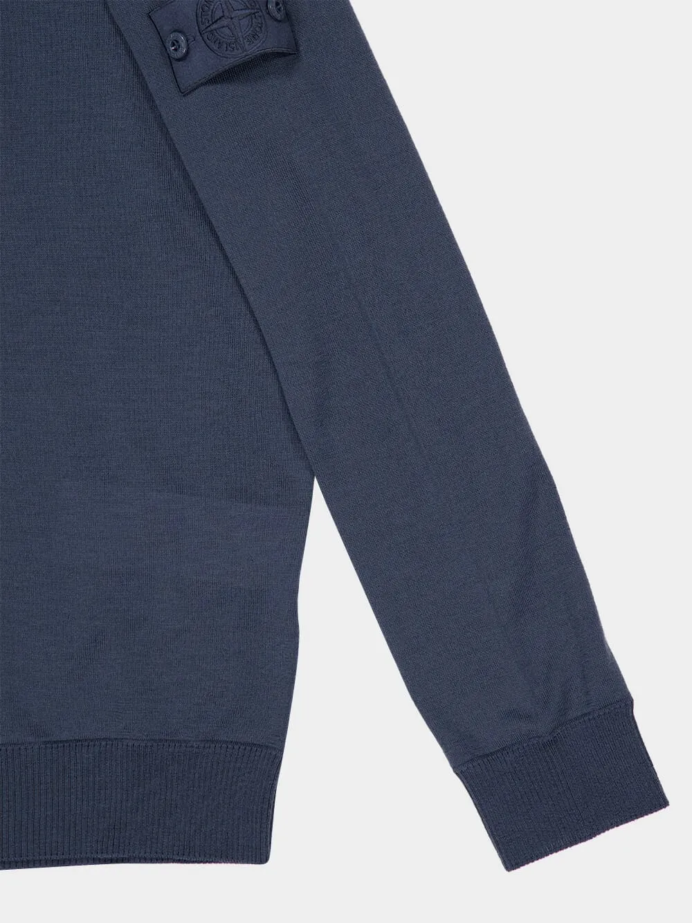 Slate Blue Virgin Wool Crewneck Jumper sold by Fashion Clinic product image thumbnail 4