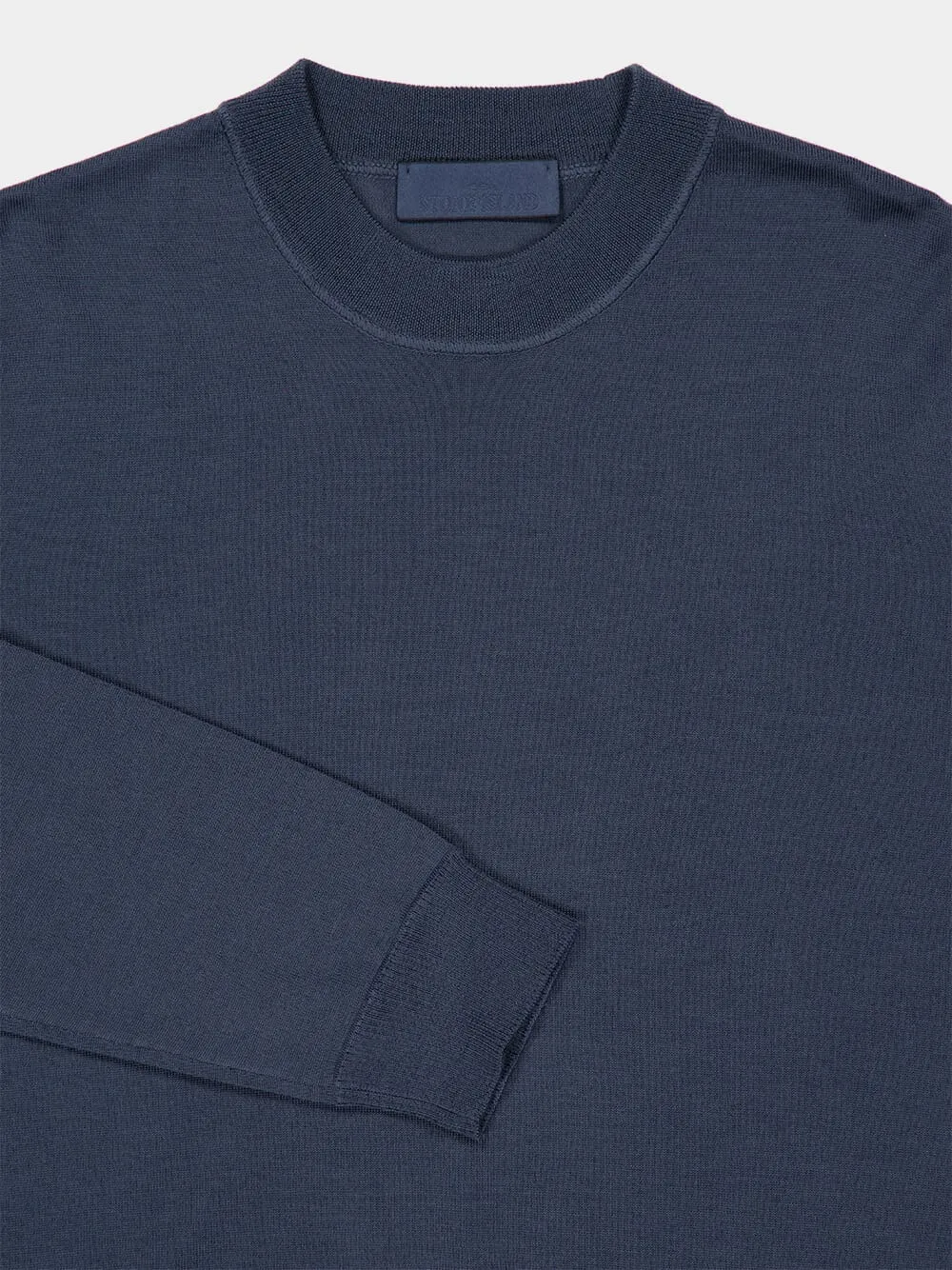 Slate Blue Virgin Wool Crewneck Jumper sold by Fashion Clinic product image thumbnail 3