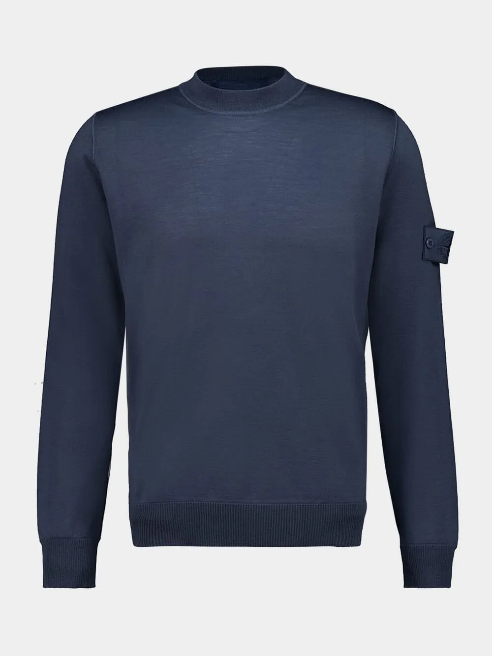 Slate Blue Virgin Wool Crewneck Jumper sold by Fashion Clinic
