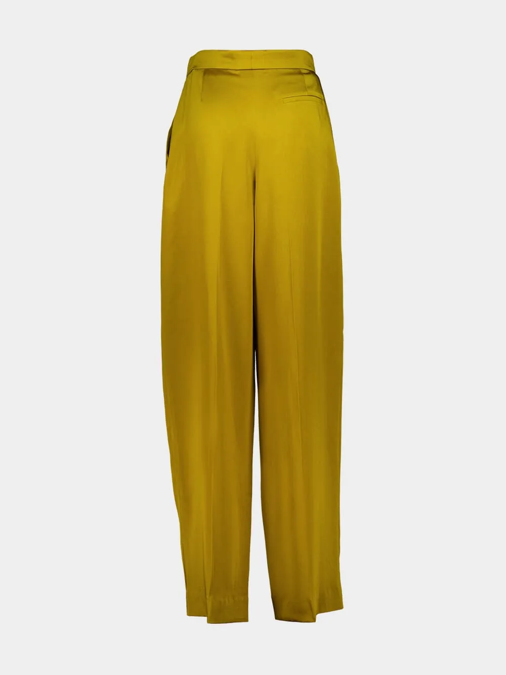 Gold Pleated Straight-Leg Crepe Trousers sold by Fashion Clinic product image thumbnail 4