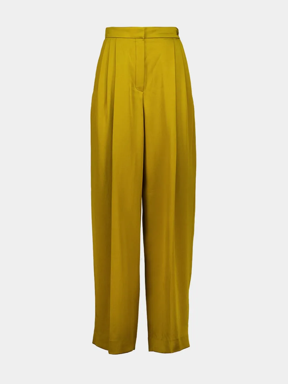 Gold Pleated Straight-Leg Crepe Trousers sold by Fashion Clinic product image thumbnail 2