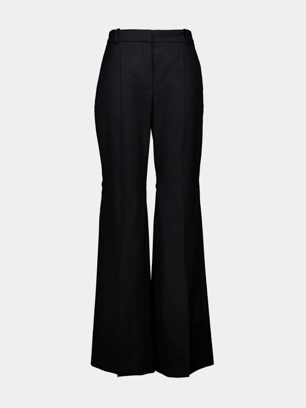 Black Flared Wool Gabardine Trousers sold by Fashion Clinic