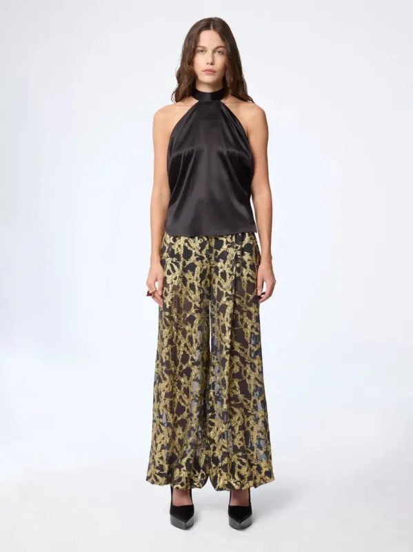 Black Silk Satin Halterneck Top sold by Fashion Clinic