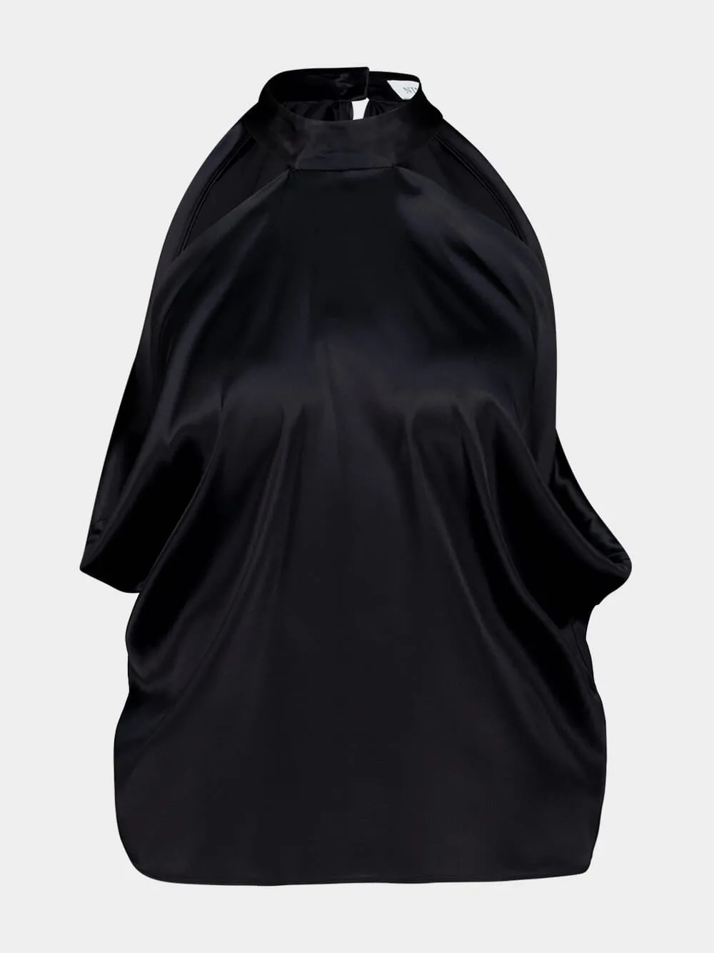 Black Silk Satin Halterneck Top sold by Fashion Clinic product image thumbnail 2