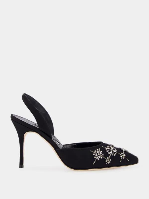 Black Silk Ralyne Slingback Crystal Pumps sold by Fashion Clinic