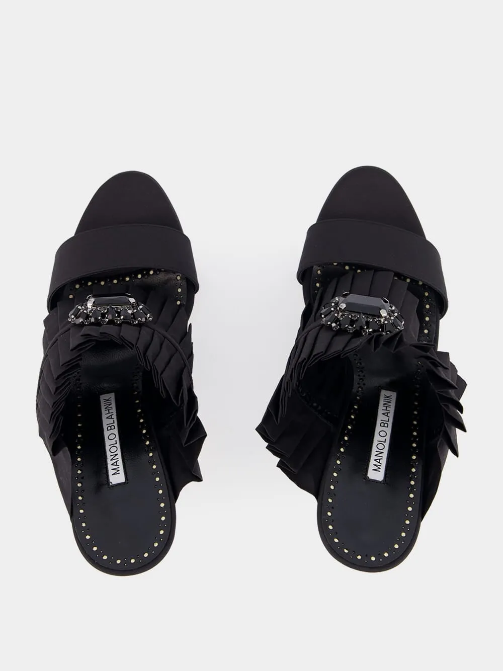 Black Silk Danteuil Pleated High-Heel Mules sold by Fashion Clinic product image thumbnail 4