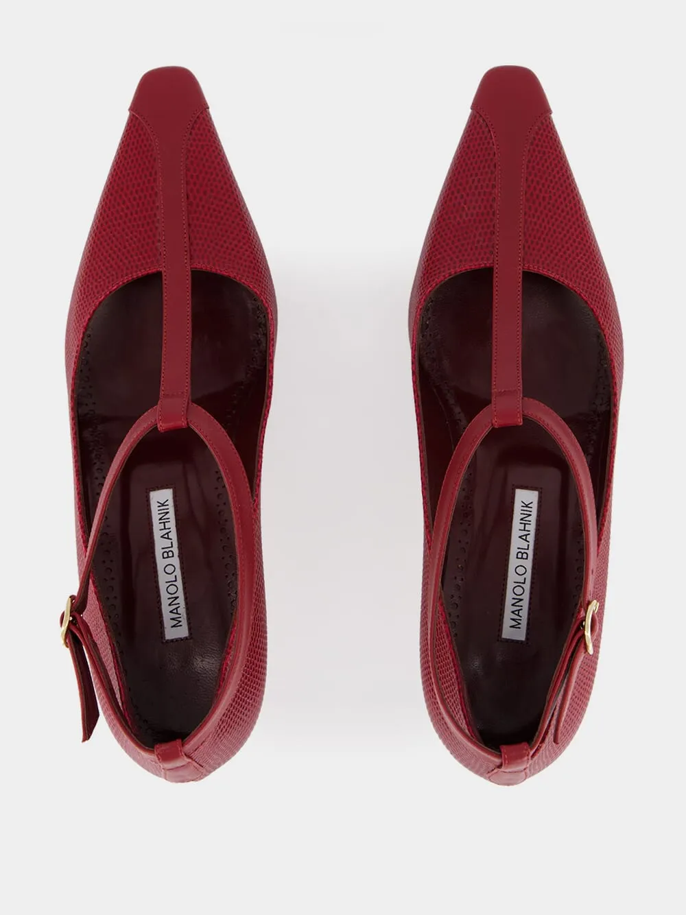 Dark Red Rosellón T-Strap Leather Kitten Pumps sold by Fashion Clinic product image thumbnail 4