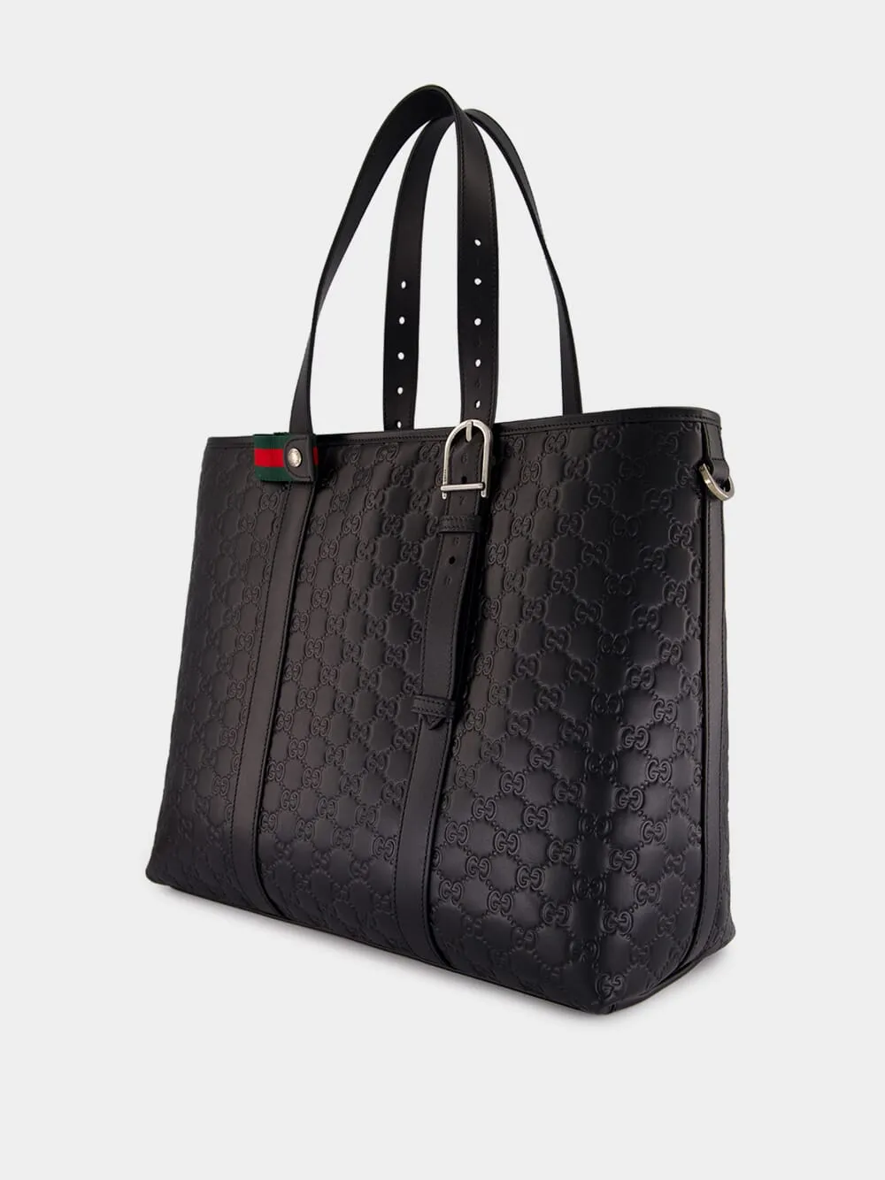 Black Leather GG Tote Bag sold by Fashion Clinic product image thumbnail 4