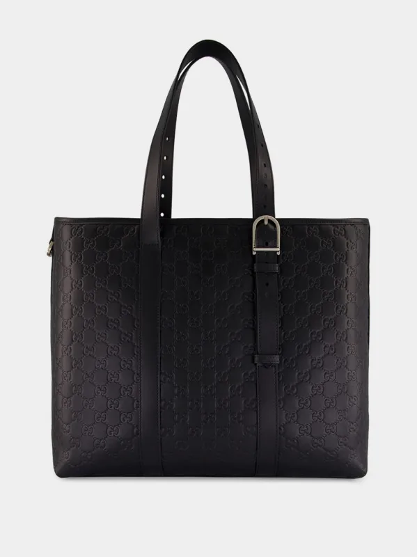 Black Leather GG Tote Bag sold by Fashion Clinic