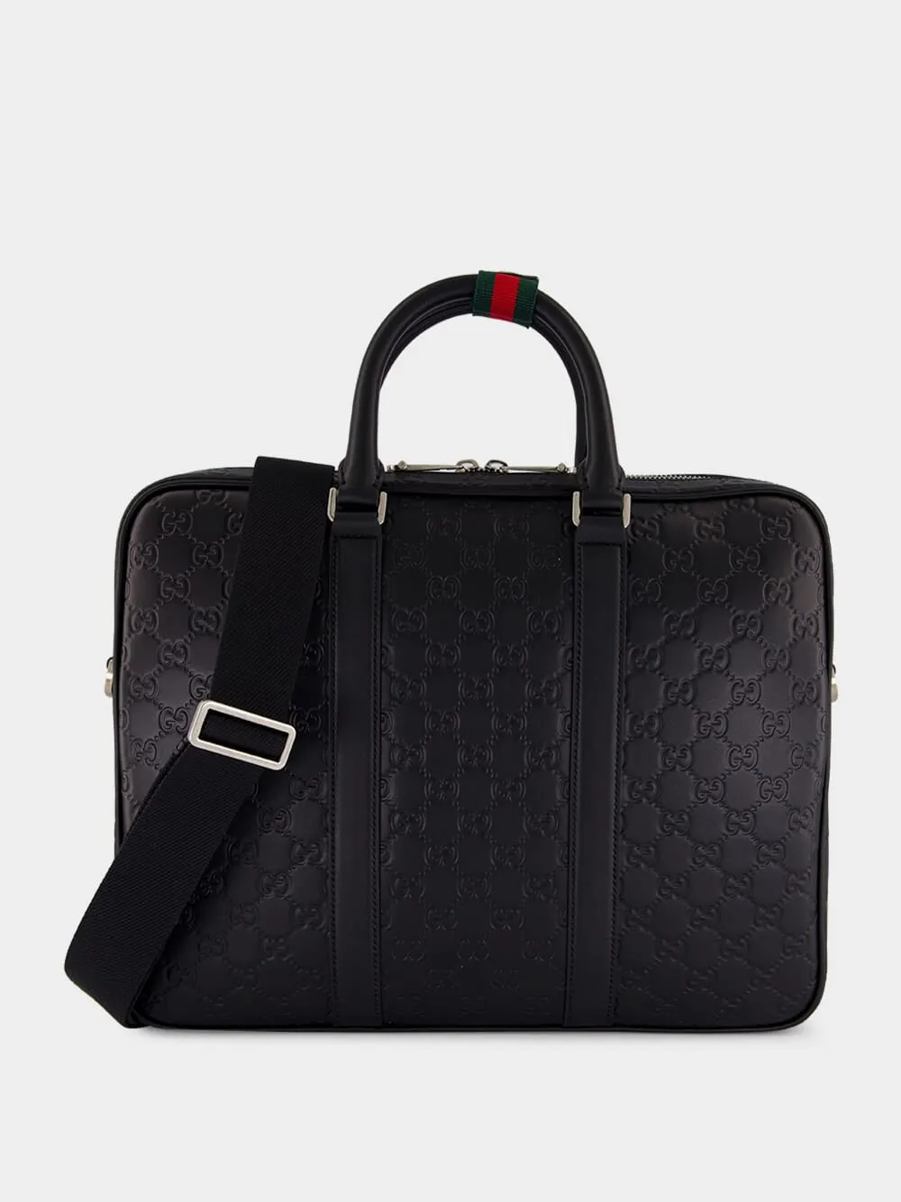 Black GG Leather Large Briefcase sold by Fashion Clinic