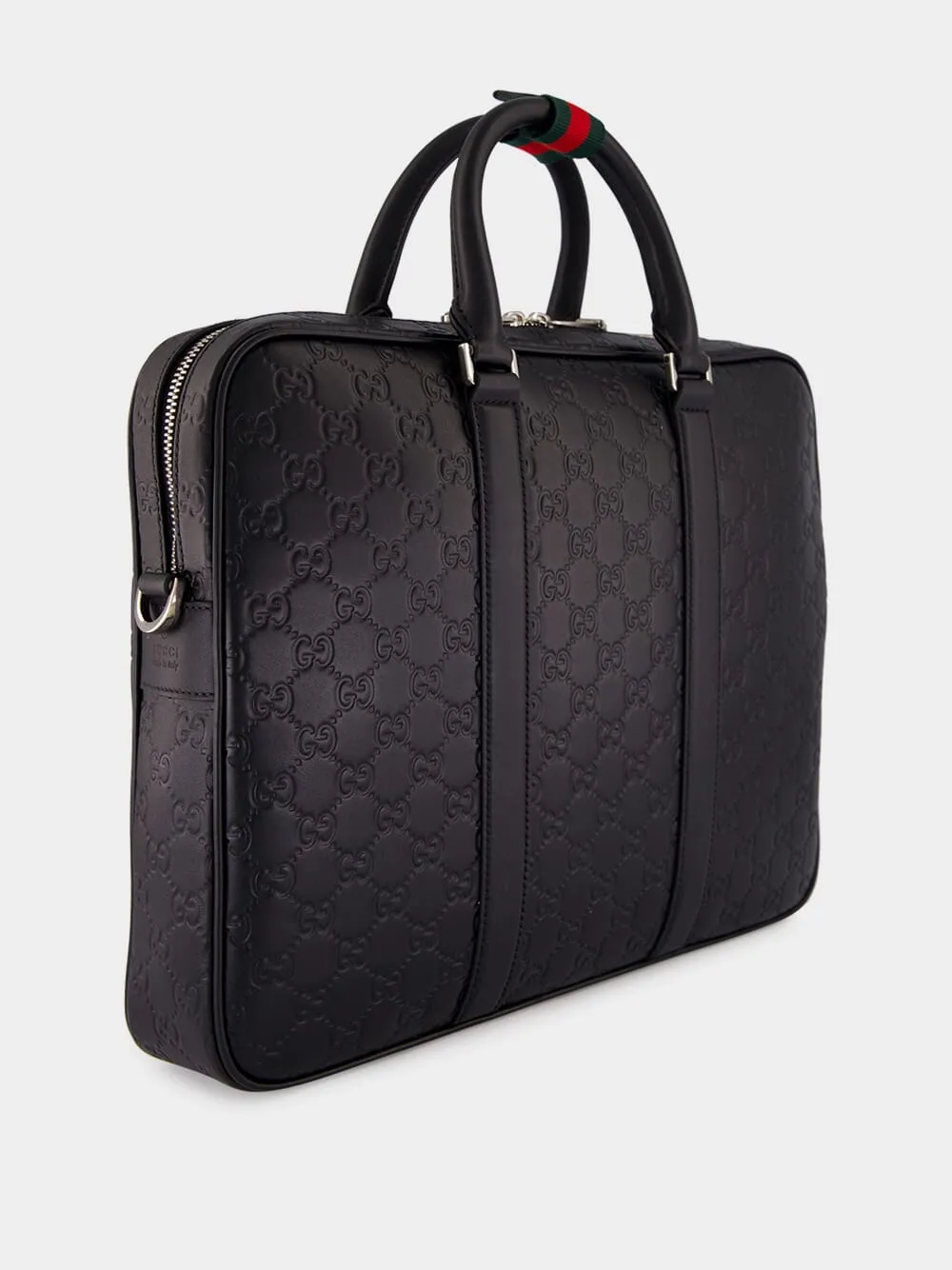 Black GG Leather Large Briefcase sold by Fashion Clinic product image thumbnail 3