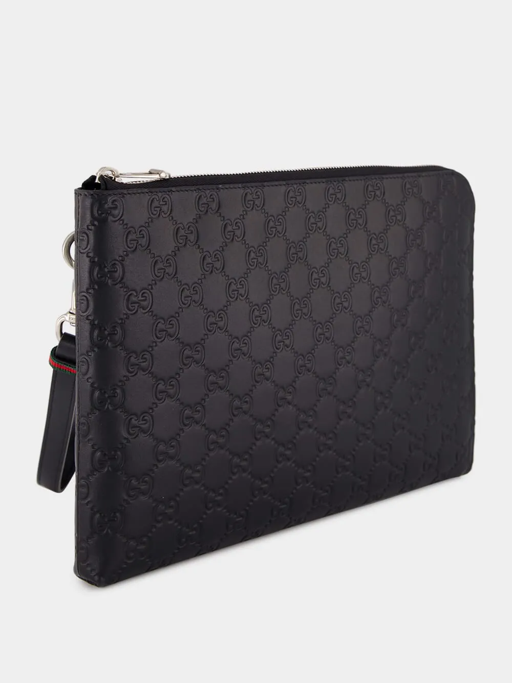 Black GG Leather Monogram Pouch sold by Fashion Clinic product image thumbnail 2