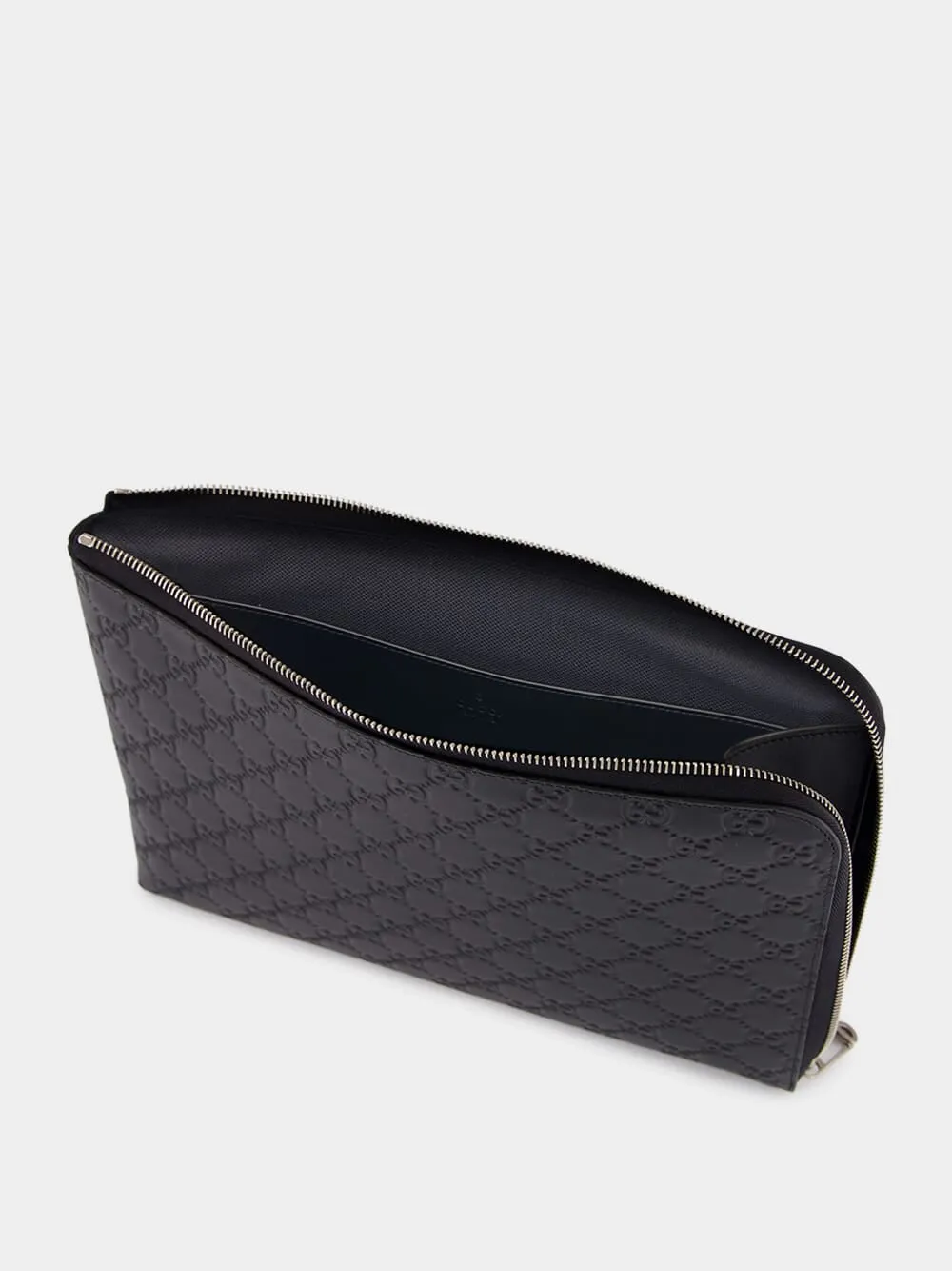 Black GG Leather Monogram Pouch sold by Fashion Clinic product image thumbnail 5