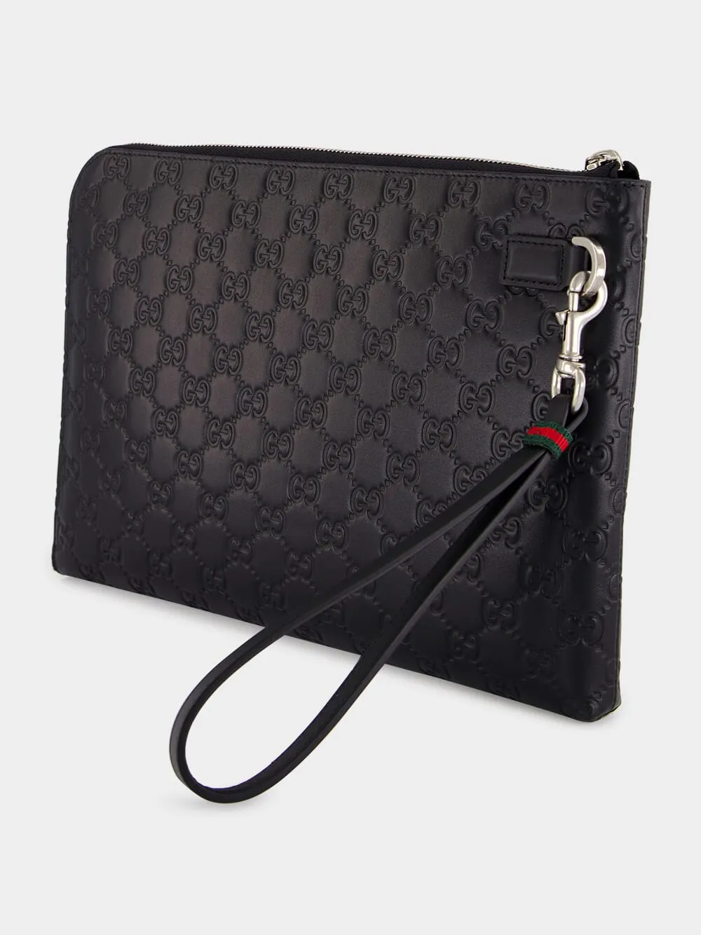 Black GG Leather Monogram Pouch sold by Fashion Clinic product image thumbnail 4
