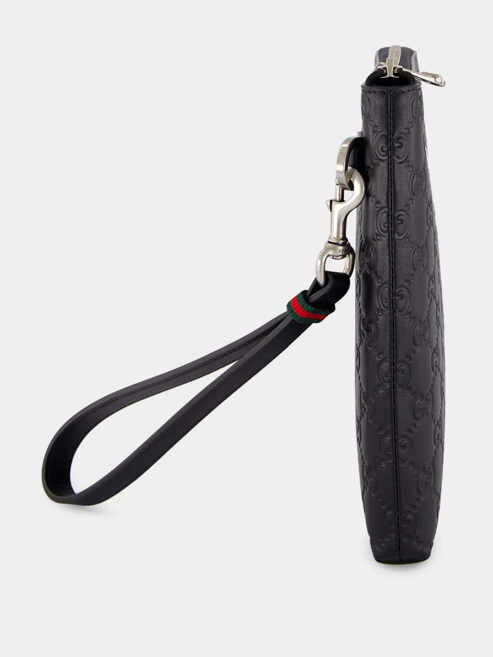 Black GG Leather Monogram Pouch sold by Fashion Clinic product image thumbnail 3