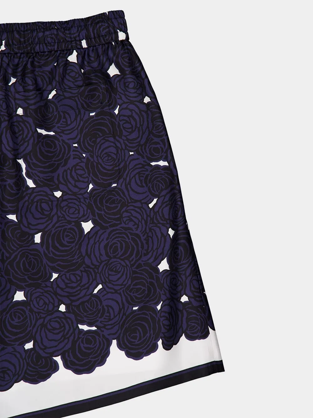 Dark Navy Silk Floral Shorts sold by Fashion Clinic product image thumbnail 4