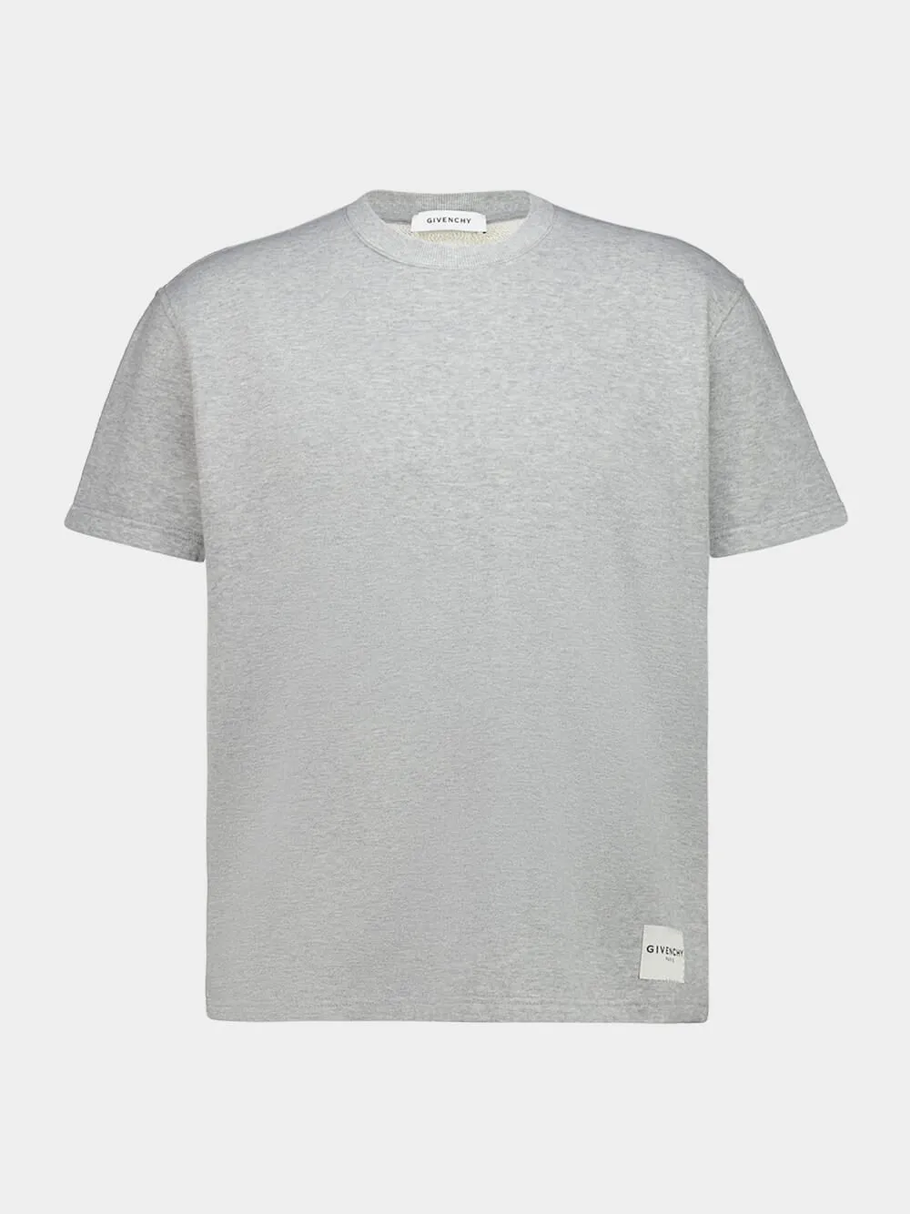 Light Grey Cotton T-Shirt with Logo Patch sold by Fashion Clinic