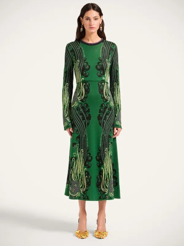 Atlantis Green Jacquard Knit Bee Dress made by LA DoubleJ