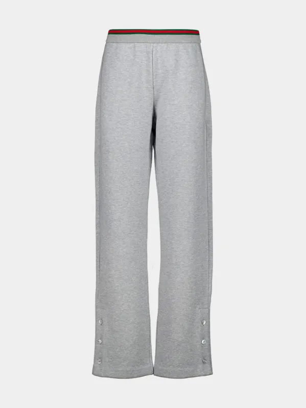 Light Grey Cotton Jersey Leisure Trousers with Web made by Gucci