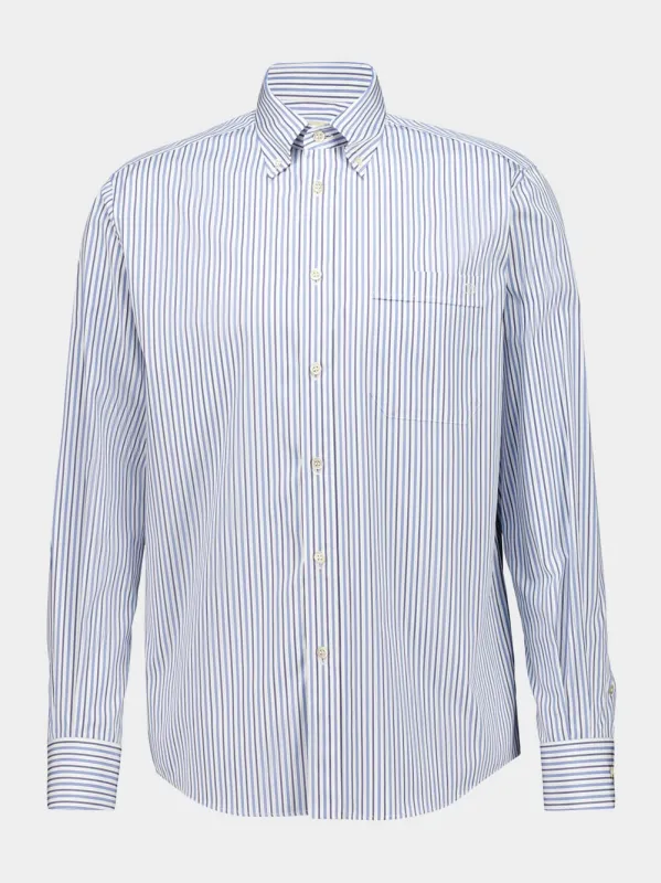 Blue Striped Cotton Long-Sleeve Shirt sold by Fashion Clinic