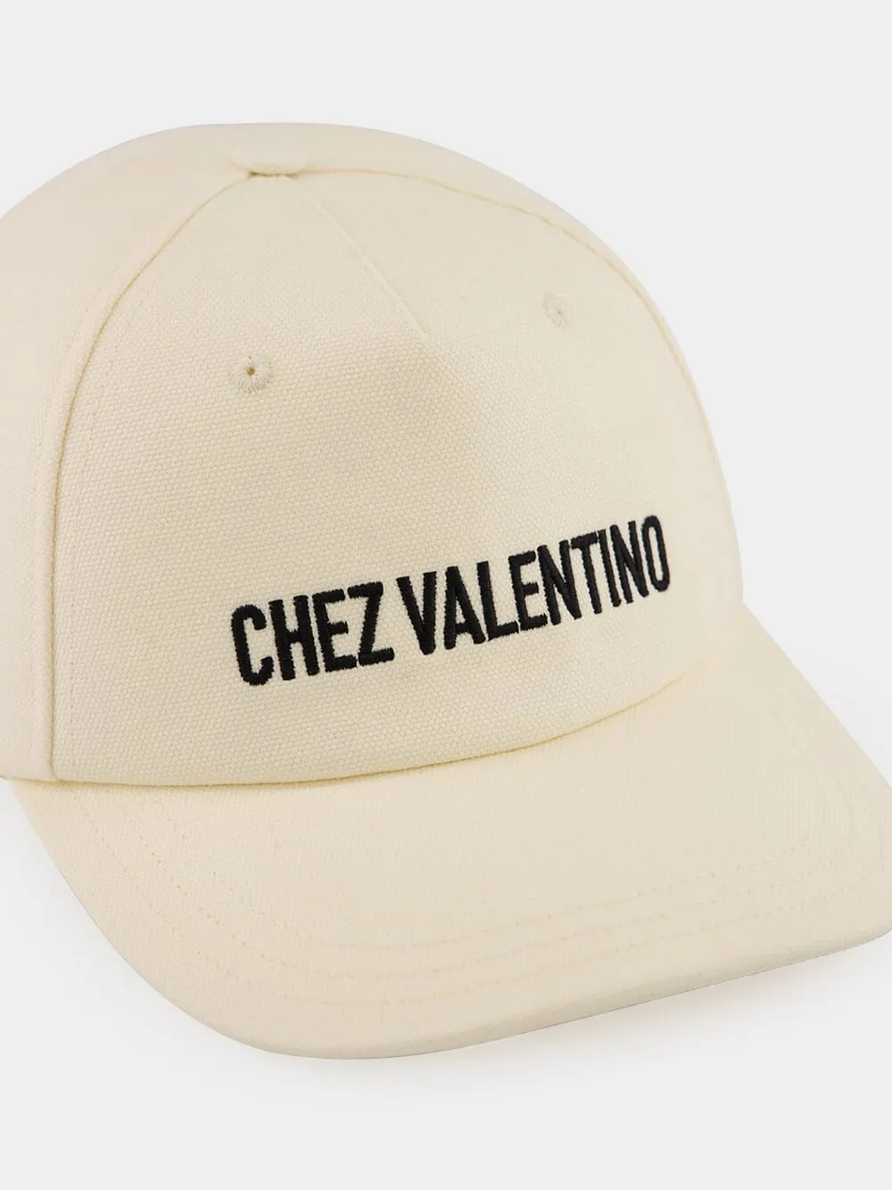 Ivory Cotton Chez Valentino Baseball Cap sold by Fashion Clinic product image thumbnail 3