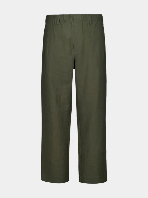 Green Linen Resort Trousers sold by Fashion Clinic