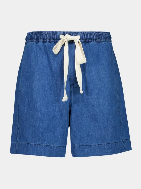Blue Walk Denim Cotton Shorts sold by Fashion Clinic