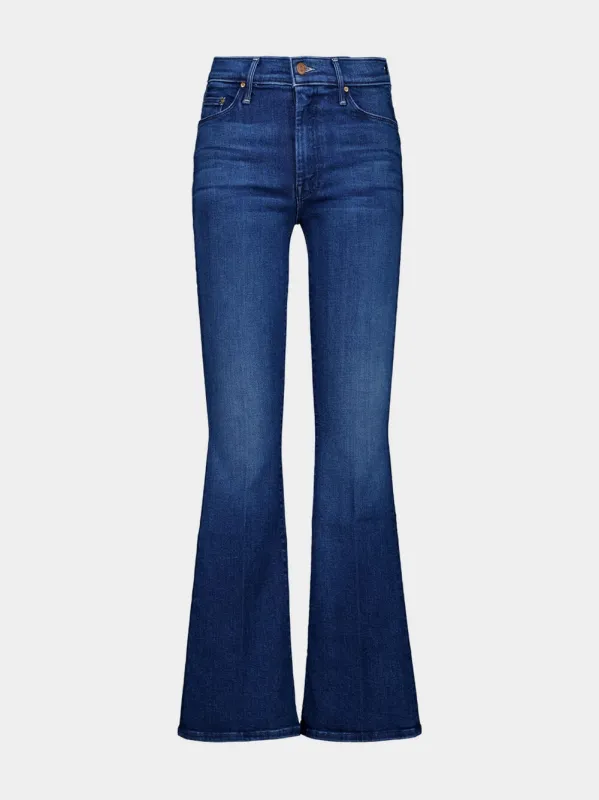 Blue Flared Jeans in Nip It Wash sold by Fashion Clinic