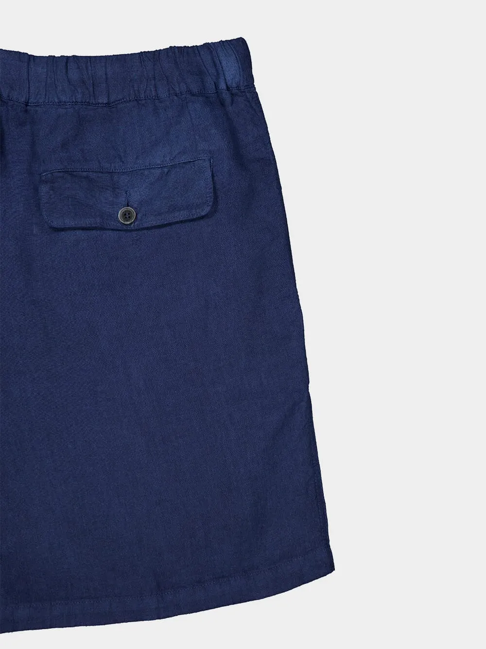 Navy Blue Linen Bermuda Shorts sold by Fashion Clinic product image thumbnail 4