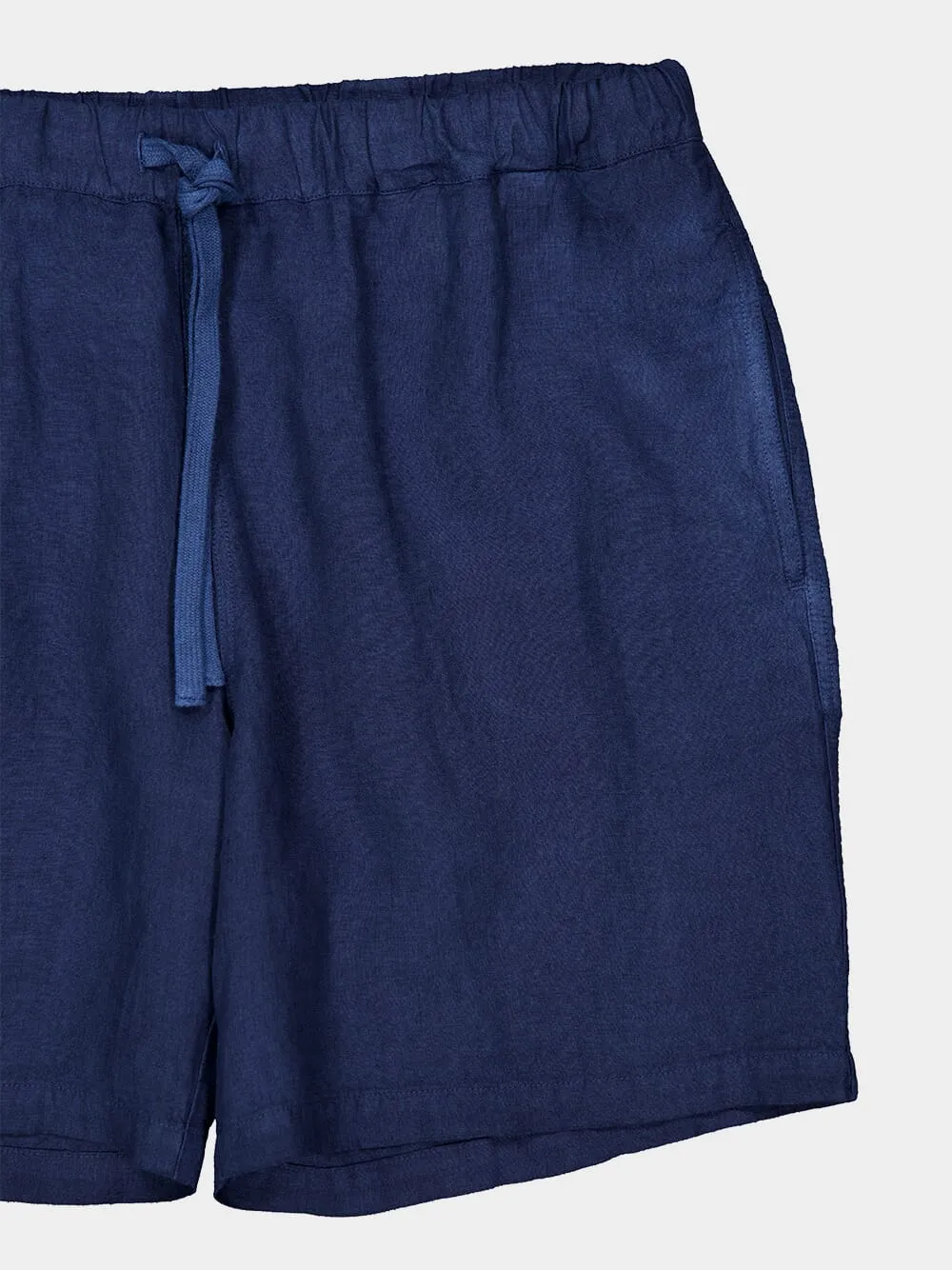 Navy Blue Linen Bermuda Shorts sold by Fashion Clinic product image thumbnail 3