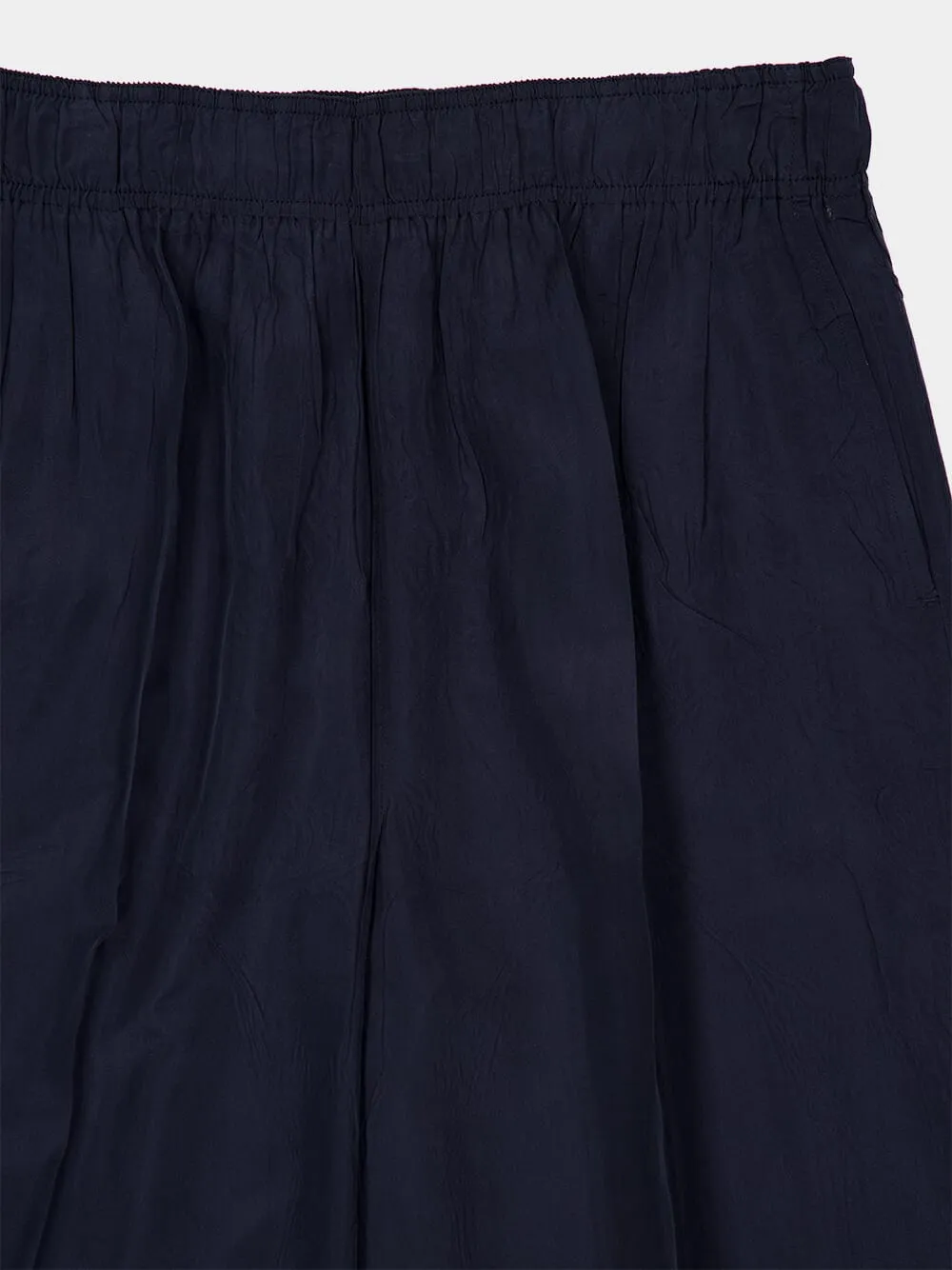 Navy Blue Straight-Fit Silk Pants sold by Fashion Clinic product image thumbnail 3