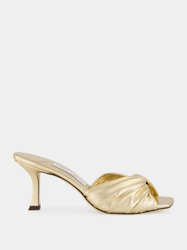 Gold Skye 70 Heels in Metallic Nappa made by Jimmy Choo