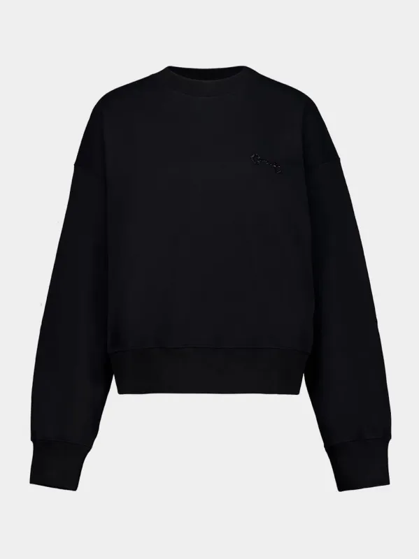 Black Cotton Sweatshirt with Horsebit sold by Fashion Clinic