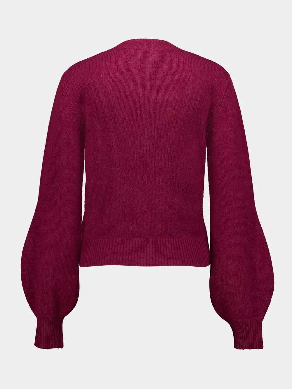 Burgundy Cashmere Balloon Sleeve Cardigan sold by Fashion Clinic product image thumbnail 2
