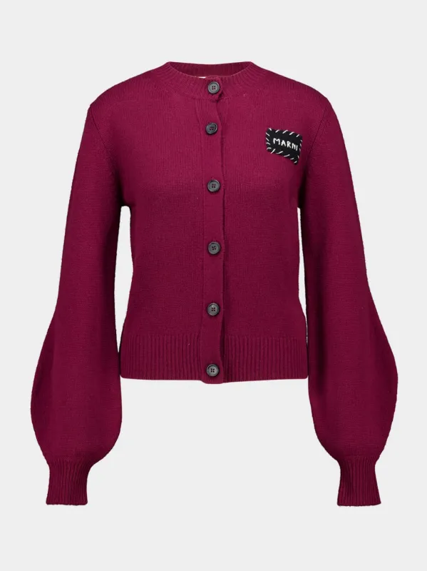 Burgundy Cashmere Balloon Sleeve Cardigan sold by Fashion Clinic