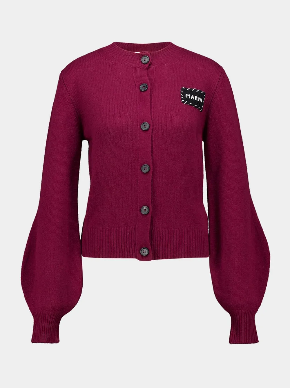Burgundy Cashmere Balloon Sleeve Cardigan sold by Fashion Clinic