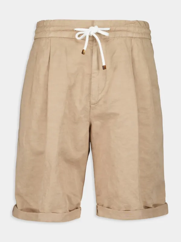 Twisted Linen Bermuda Shorts sold by Fashion Clinic