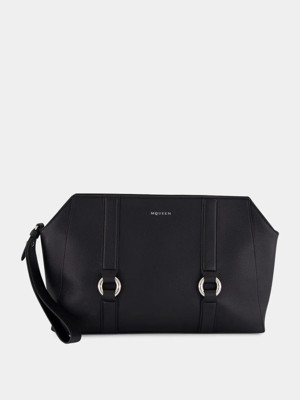 Black Farringdon Calfskin Leather Pouch sold by Fashion Clinic