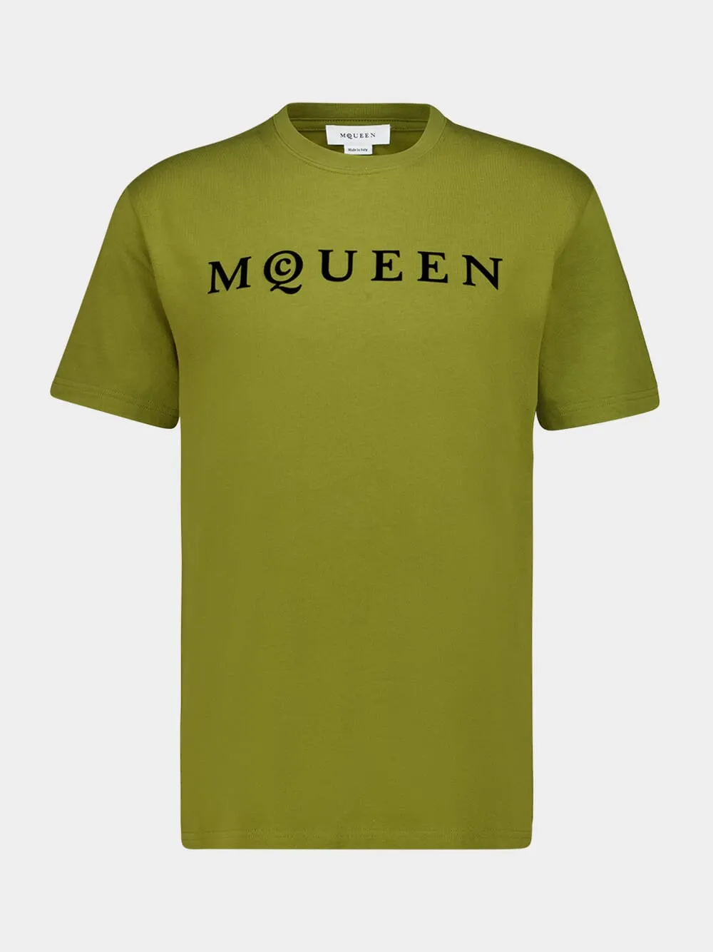 Olive Flocked Logo T-Shirt sold by Fashion Clinic