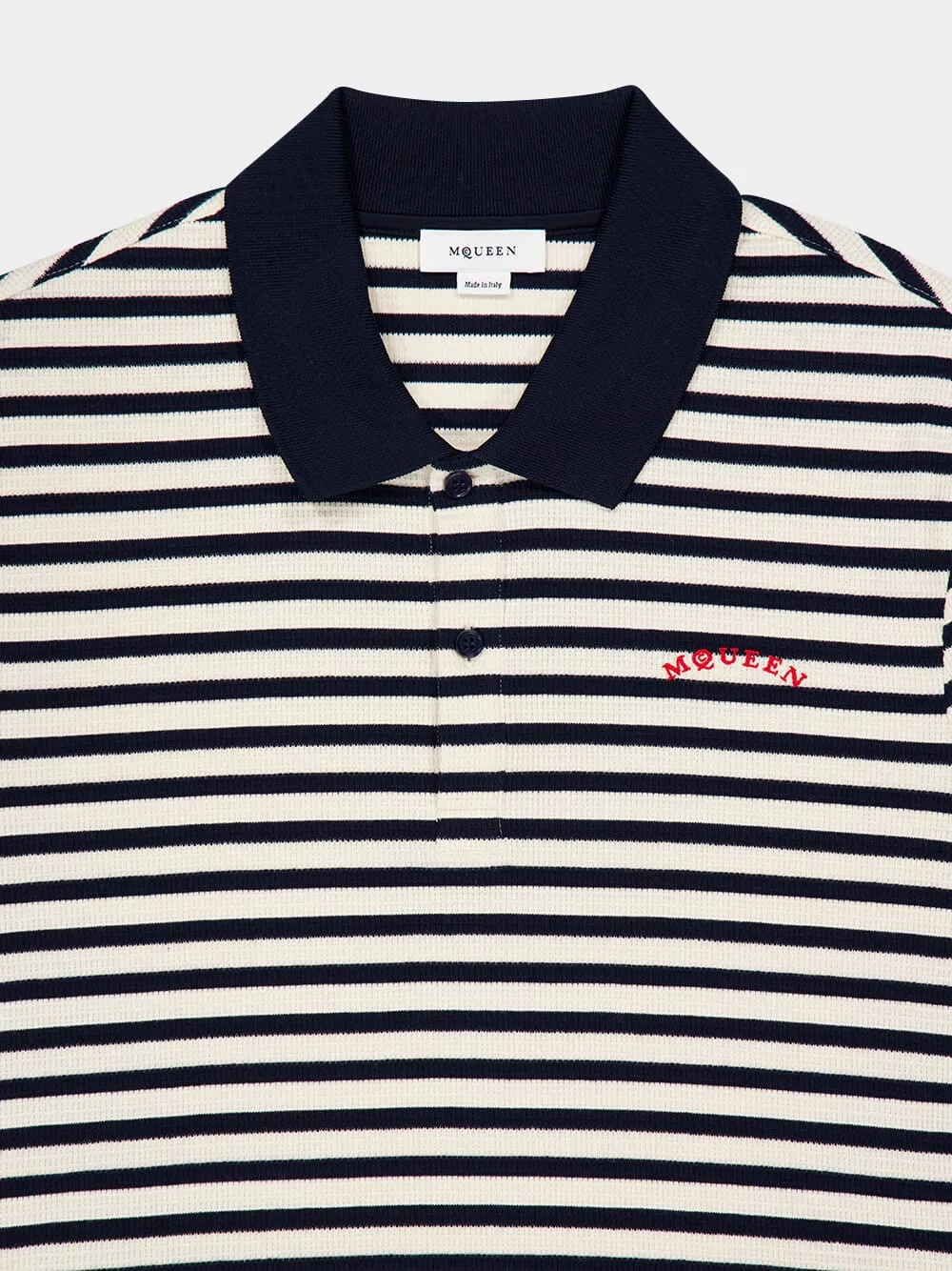 Ivory and Navy Striped Polo Shirt sold by Fashion Clinic product image thumbnail 5