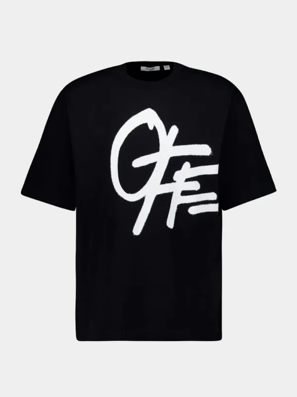 Black Shared Spray Logo T-Shirt sold by Fashion Clinic