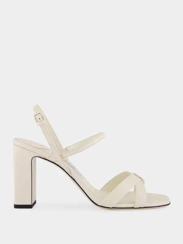 Elsy 85 Latte Nappa Leather Sandals sold by Fashion Clinic