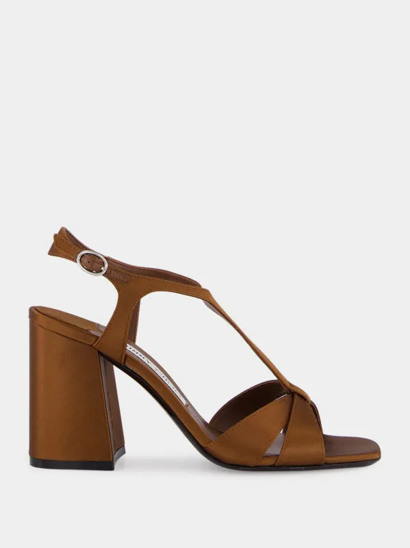 Kesia 45 Bronze Satin Sandals sold by Fashion Clinic