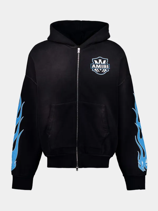 Black MA Flames Hooded Sweatshirt made by AMIRI