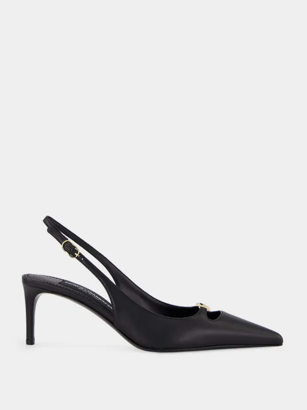 Black Silk Nappa Leather Slingbacks sold by Fashion Clinic