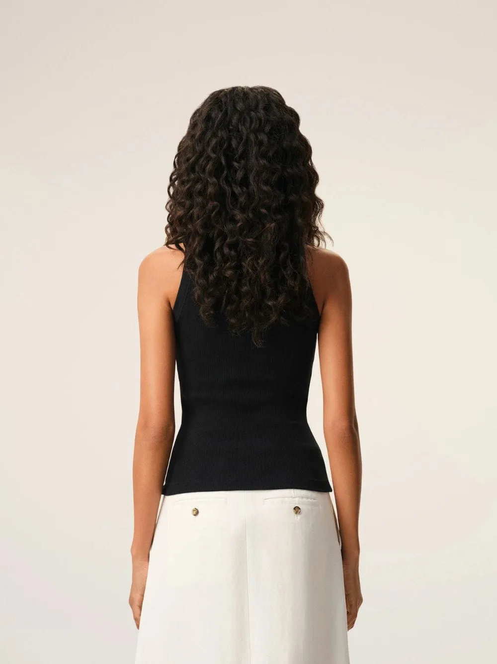 Black Cotton Ami De Coeur Tank Top sold by Fashion Clinic product image thumbnail 3