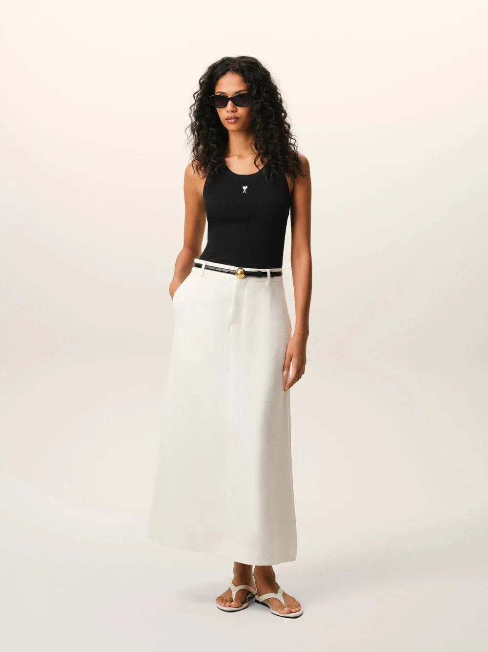 Black Cotton Ami De Coeur Tank Top sold by Fashion Clinic